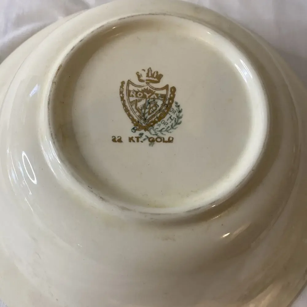 Royal China 22kt Gold Couple George & Martha Bowl & Limoge D'or Triumph plate